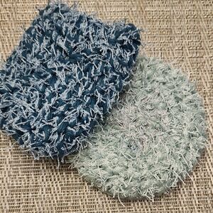 Hand Crafted Blue and Green Textured Kitchen Scrubby Set